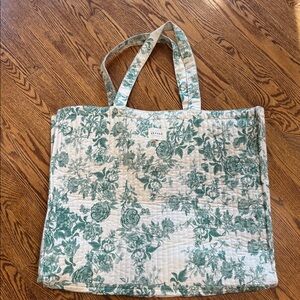 Sezane Maxi Quilted Floral Totebag Fleuri Vert - Size T-U